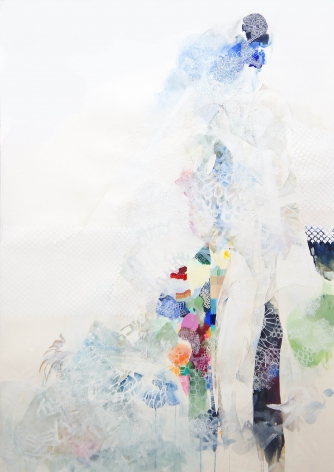 Amanda Humphries Mountain Heart  watercolour, gouache and thread on paper   171.5 cm x 123.5 cm  2018